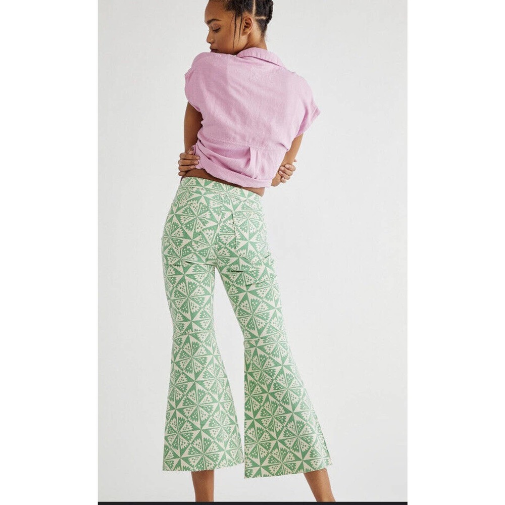 Free People Youthquake Printed Crop Flare Jeans